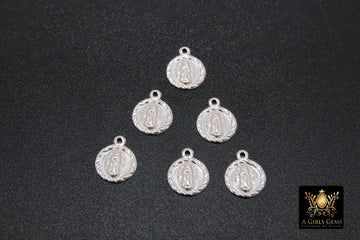 925 Silver Virgin Mary Charms, 14 mm Virgin Guadalupe #896, Blessed Rosary Charms